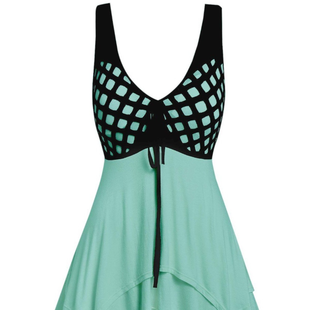 Contrast asymmetrical tiered tank top